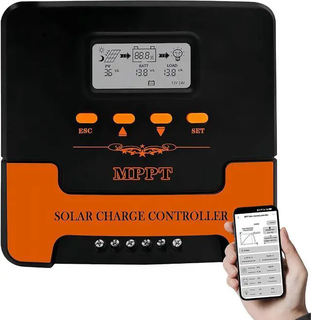 Main image of 40A MPPT Solar Charge Controller, App Control,12V/24V for Off-Grid | 99% Tracking Efficiency, Max 100V PV Input, LCD Display,FLD & LiFePO4 Support for RVs,Boats,Cabins,House & Solar Panels.