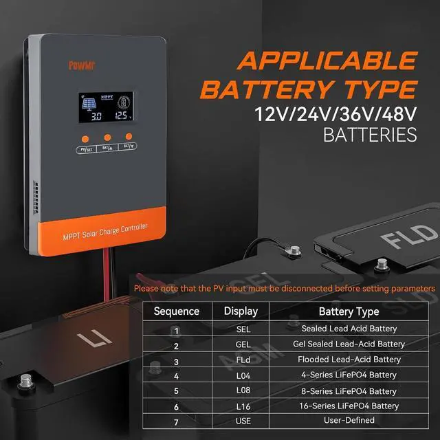 Alt view image 4 of 7 - PowMr 100A MPPT Solar Charge Controller 12V/24V/48V | 12 Units Parallel Support | Dual Cooling Fan & Wide Voltage | Compatible with Lithium/Lead-Acid Batteries | Overload Protection