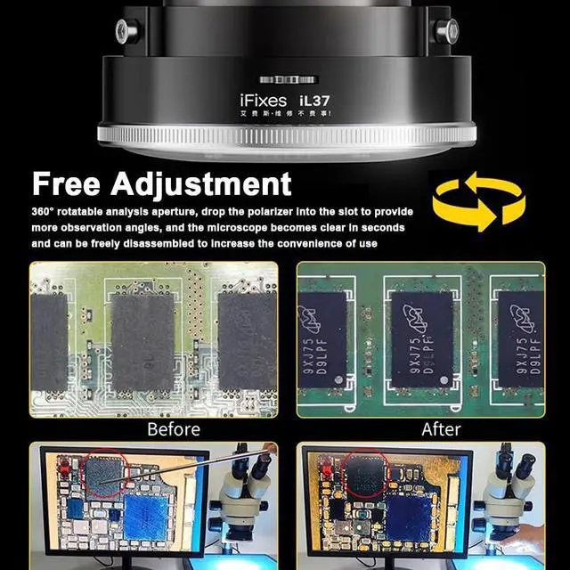 Alt view image 4 of 7 - iFixes iL37 Microscope Polarized Optical System LED Illuminating Ring Light 96pcs LED Light Beads Microscope Glareproof Lights Source