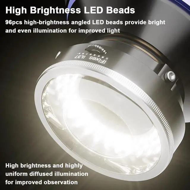 Alt view image 7 of 7 - iFixes iL37 Microscope Polarized Optical System LED Illuminating Ring Light 96pcs LED Light Beads Microscope Glareproof Lights Source