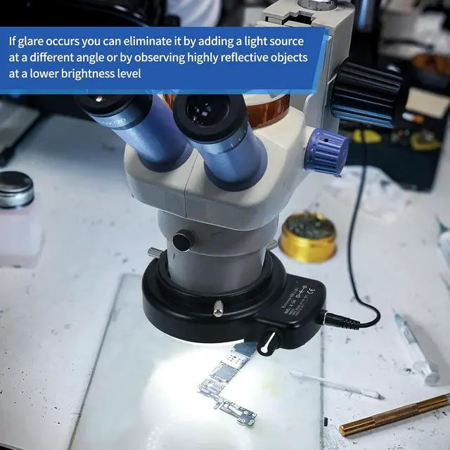 Alt view image 4 of 7 - 144 LED Ring Microscope Light Adjustable Illuminator, Microscope Lamp LED Ring Light Source for Lab Stereo Microscopes, Camera and Mini Lathe - Black