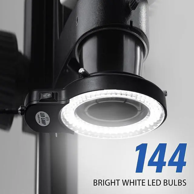 Alt view image 5 of 7 - 144 LED Ring Microscope Light Adjustable Illuminator, Microscope Lamp LED Ring Light Source for Lab Stereo Microscopes, Camera and Mini Lathe - Black
