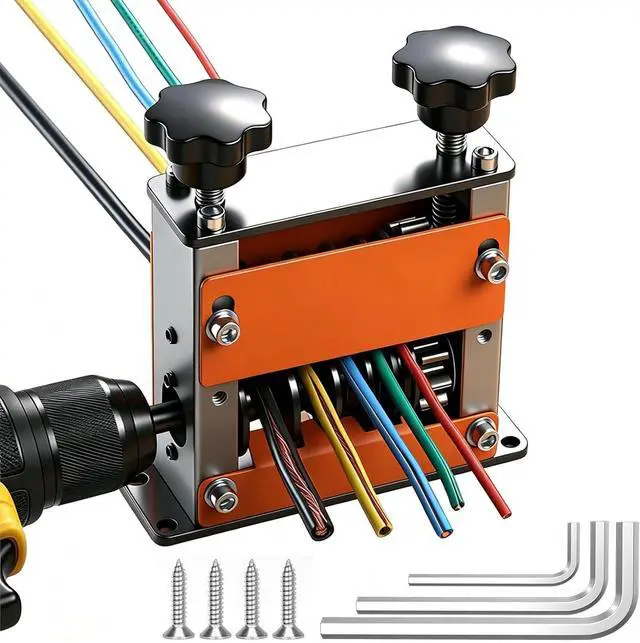 Main image of Drill Powered Manual Wire Stripping Machine, Hand Crank Wire Stripper Tool with 6 Channels 5 Blades, Fits 1-17mm Wires for Scrap Copper Wire Recycling, DIY Cable Stripping