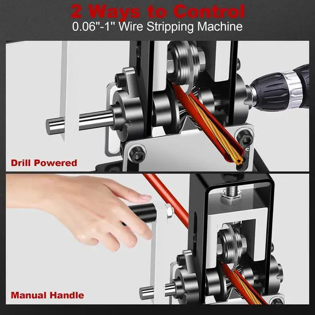 Alt view image 3 of 7 - Manual Wire Stripping Machine Gauge Wire 0.06-1'', Scrapping Copper Wire Stripper with Replacement Blades, Drill Powered Hand Crank Wire Stripper Tool for Scrap Copper Recycling