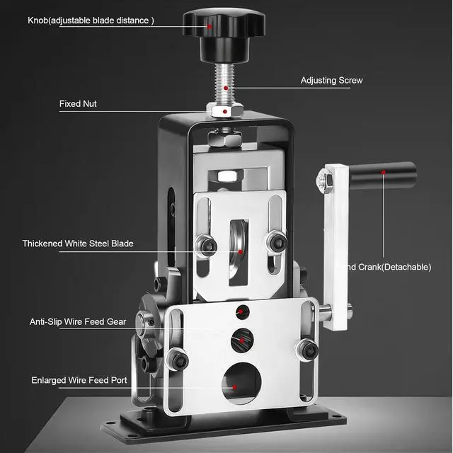 Alt view image 4 of 7 - Manual Wire Stripping Machine Gauge Wire 0.06-1'', Scrapping Copper Wire Stripper with Replacement Blades, Drill Powered Hand Crank Wire Stripper Tool for Scrap Copper Recycling