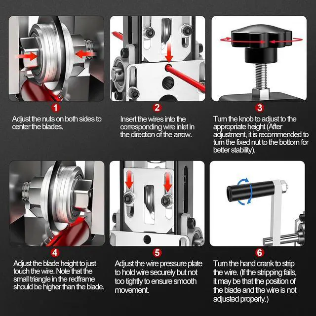 Alt view image 5 of 7 - Manual Wire Stripping Machine Gauge Wire 0.06-1'', Scrapping Copper Wire Stripper with Replacement Blades, Drill Powered Hand Crank Wire Stripper Tool for Scrap Copper Recycling