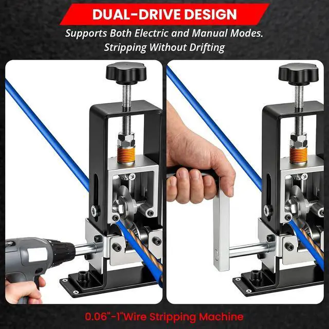 Alt view image 2 of 7 - Wire Stripper Machine, Suitable for Copper Recycling, 0.2"to 1" | Wire Stripper Machines, Dual-Mode Drive: Manual or Electric, A Total of 3 Replacement Blades
