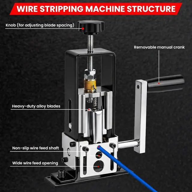 Alt view image 6 of 7 - Wire Stripper Machine, Suitable for Copper Recycling, 0.2"to 1" | Wire Stripper Machines, Dual-Mode Drive: Manual or Electric, A Total of 3 Replacement Blades