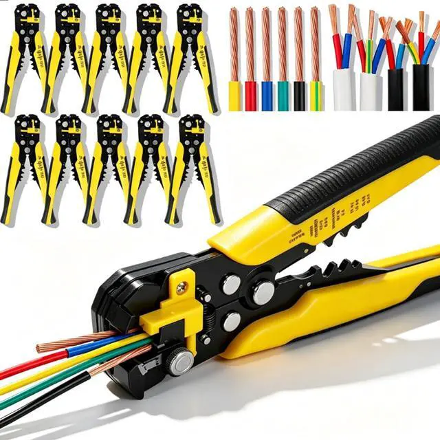 Main image of 10 Pack Self-Adjusting Wire Stripper Bulk, 3-in-1 Automatic Wire Stripping Crimping Cutting Tool, 10-24 AWG (0.2-6.0mm²) Zinc Alloy Wire Cutter Stripper for Electricians DIY