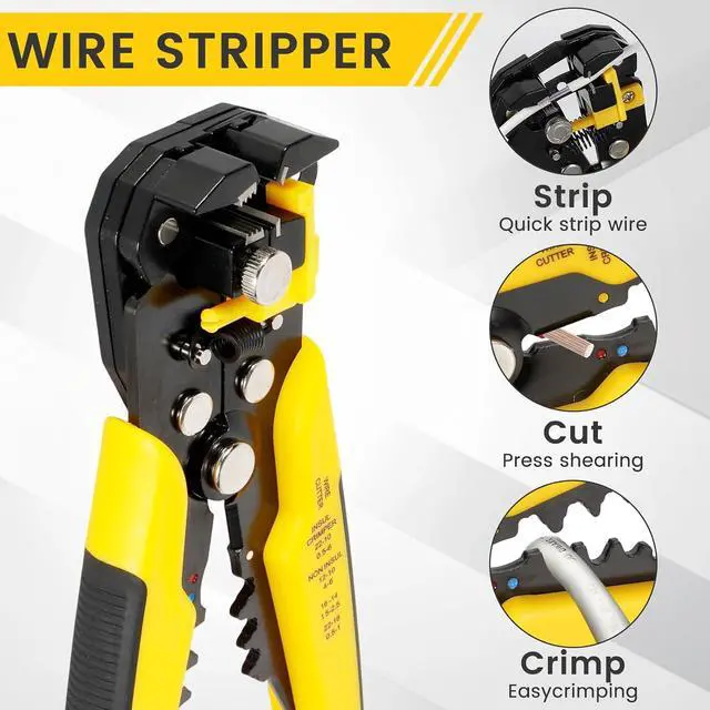 Alt view image 5 of 7 - 10 Pack Self-Adjusting Wire Stripper Bulk, 3-in-1 Automatic Wire Stripping Crimping Cutting Tool, 10-24 AWG (0.2-6.0mm²) Zinc Alloy Wire Cutter Stripper for Electricians DIY