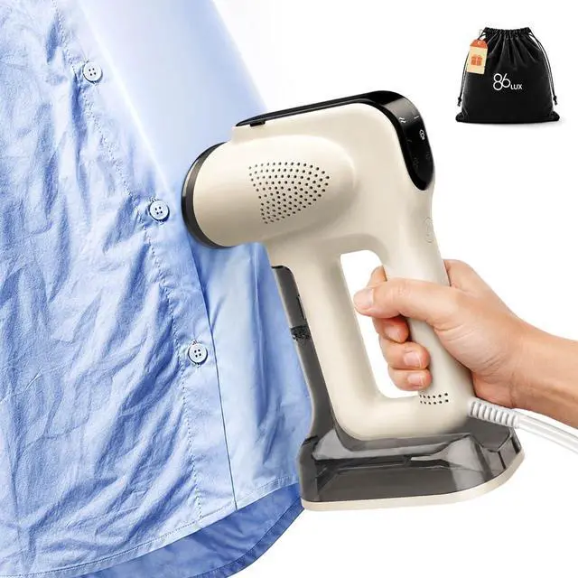 Main image of Vacuum Steamer for Clothes, Handheld Travel Garment Steamer, Beige | 340ml Large Water Tank,3800Pa Suction, Fast Heat-Up 2-in-1 Steam Iron Wrinkle Remover for Travel, Shirts & Delicates