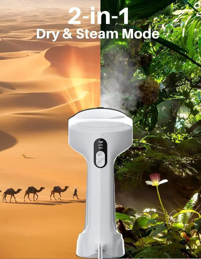 Alt view image 3 of 7 - Vacuum Steamer for Clothes, 3500Pa Handheld Clothes Steamer | Steam & Dry 2-in-1 Modes, LED Display, 1200W High Power Garment Steamer, 3X Faster Wrinkle Removal Clothes Steamer, 110-120V