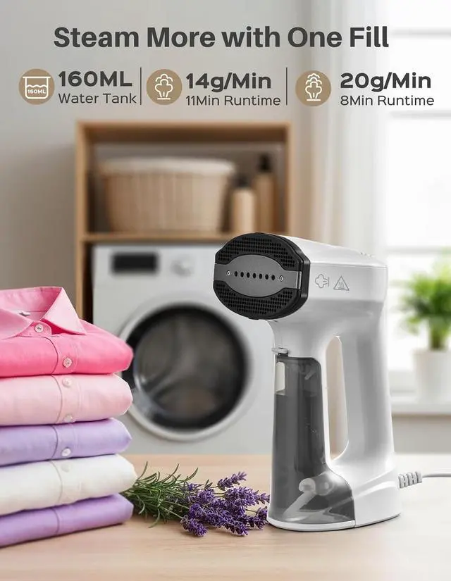 Alt view image 6 of 7 - Vacuum Steamer for Clothes, 3500Pa Handheld Clothes Steamer | Steam & Dry 2-in-1 Modes, LED Display, 1200W High Power Garment Steamer, 3X Faster Wrinkle Removal Clothes Steamer, 110-120V