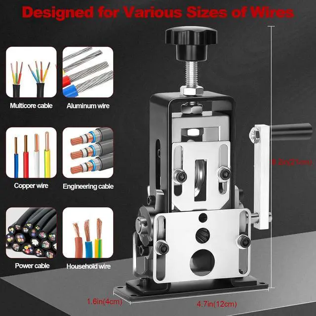 Alt view image 7 of 7 - Manual Wire Stripping Machine Gauge Wire 0.06-1'', Scrapping Copper Wire Stripper with Replacement Blades, Drill Powered Hand Crank Wire Stripper Tool for Scrap Copper Recycling
