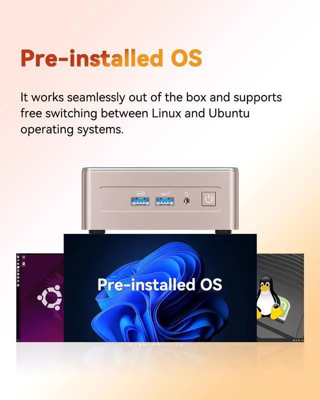 Alt view image 5 of 7 - A5 Mini PC Business, Ryzen 7 7730U(Beats 7640HS), 16GB RAM 512GB SSD | Upgradeable Up to 64GB, Silent Operation/Low Power 4K Desktop Computer, Quad Display, SD 4.0 Slot Home Education