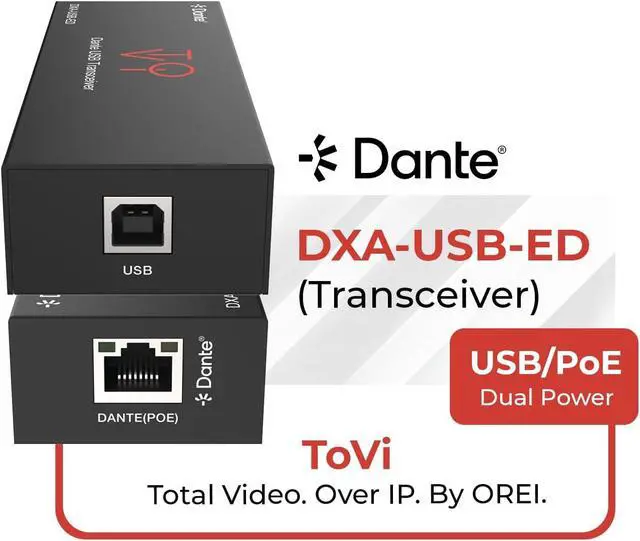 Alt view image 3 of 7 - ToVi Dante USB to Network Audio Adapter - 2-Channel Audio Converter for Dante Network - AES67 Compliant Audio Over IP - 24-bit 44.1/48/96kHz (DXA-USB-ED)