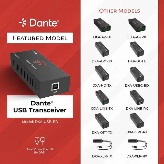 Alt view image 4 of 7 - ToVi Dante USB to Network Audio Adapter - 2-Channel Audio Converter for Dante Network - AES67 Compliant Audio Over IP - 24-bit 44.1/48/96kHz (DXA-USB-ED)