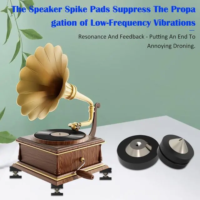 Alt view image 2 of 7 - 4Pcs Speaker Spike Pad 39x39mm Audio Feet Stainless Steel Load 400KG(Black) | Speaker Pads Speaker Isolation Feet Subwoofer Vibration Pads for Speaker/Audio Equipment/Amplifier/DAC/CD/Player