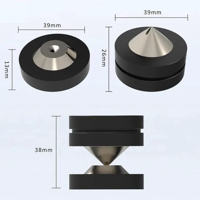 Alt view image 4 of 7 - 4Pcs Speaker Spike Pad 39x39mm Audio Feet Stainless Steel Load 400KG(Black) | Speaker Pads Speaker Isolation Feet Subwoofer Vibration Pads for Speaker/Audio Equipment/Amplifier/DAC/CD/Player