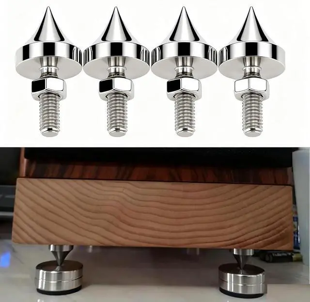 Alt view image 4 of 7 - 4 Pcs Speaker Spikes M6/M8/M10/M12 Stainless Steel HiFi Shock Absorber Isolation Pucks Speaker Resonance Feet Spikes for Amplifier CD DVD Player(M8)