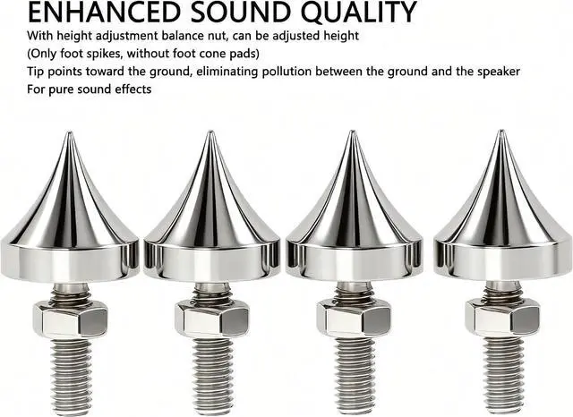 Alt view image 6 of 7 - 4 Pcs Speaker Spikes M6/M8/M10/M12 Stainless Steel HiFi Shock Absorber Isolation Pucks Speaker Resonance Feet Spikes for Amplifier CD DVD Player(M8)