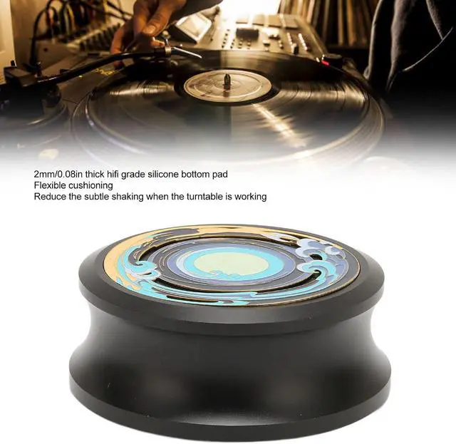 Alt view image 2 of 7 - HiFi Disc Stabilizer, Record Weight Stabilizer, Professional Record Clamp Turntables Disc Stabilizer with Silicone Bottom Pad for Record Player, Vibration Damping(Black)
