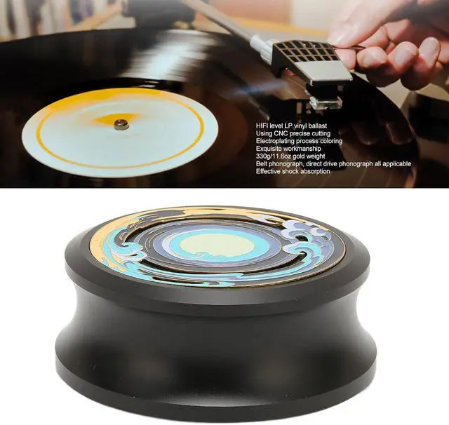 Alt view image 3 of 7 - HiFi Disc Stabilizer, Record Weight Stabilizer, Professional Record Clamp Turntables Disc Stabilizer with Silicone Bottom Pad for Record Player, Vibration Damping(Black)