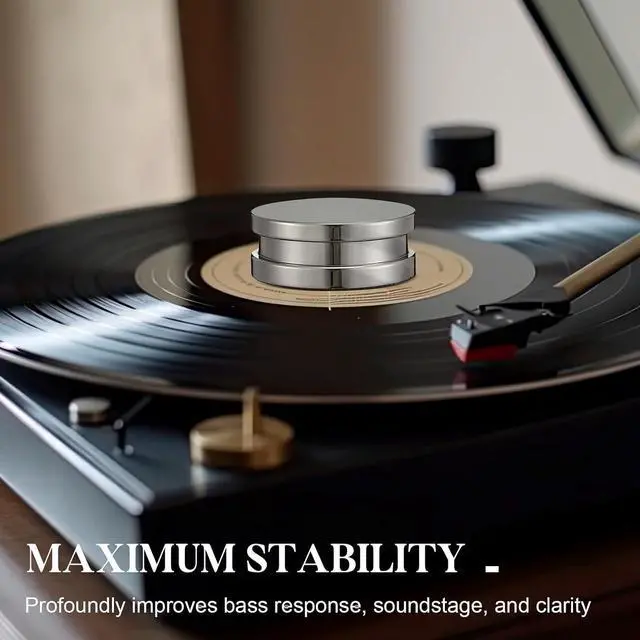 Alt view image 4 of 7 - 26.8 Ounce/ 760 Gram Record Weight Stabilizer with Brush Gift Box,Silver | Turntable Clamp Heavy Weight High Mass Steel Lp Disc Vinyl Record Player Accessory for Vibration Damping Christmas Favor Gift