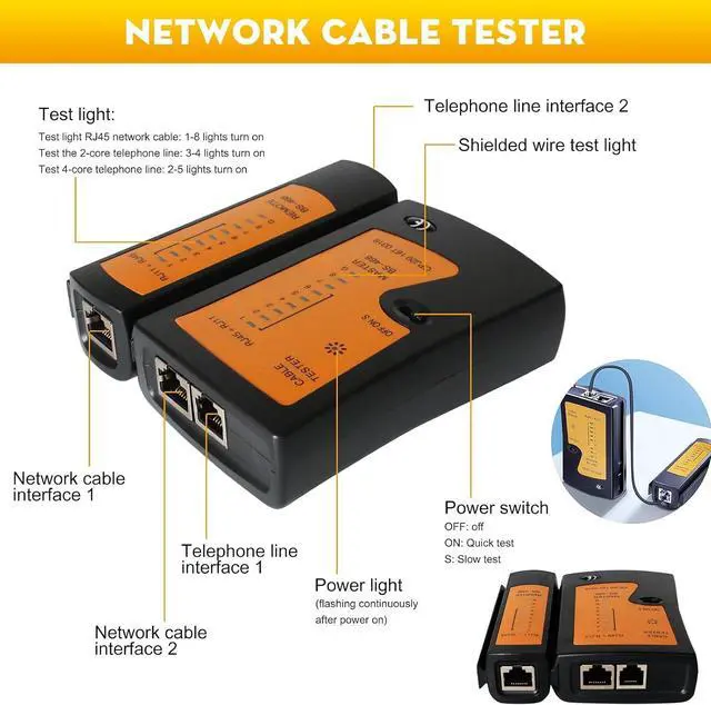 Alt view image 3 of 7 - Network Tool Kit 12 in 1 Professional RJ45 Crimp Tool Kit | Pass Through Crimper RJ45 Tester 110/88 Punch Down Tool Stripper Cutter Cat6 Pass Through Connectors and Boots
