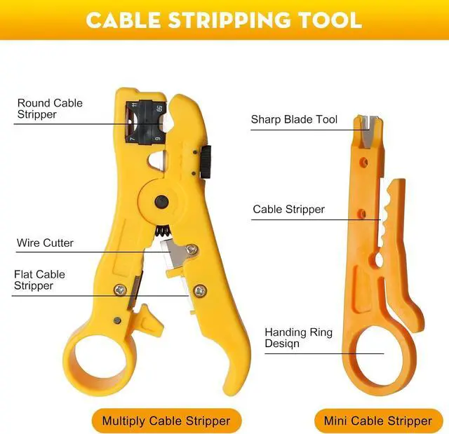 Alt view image 5 of 7 - Network Tool Kit 12 in 1 Professional RJ45 Crimp Tool Kit | Pass Through Crimper RJ45 Tester 110/88 Punch Down Tool Stripper Cutter Cat6 Pass Through Connectors and Boots