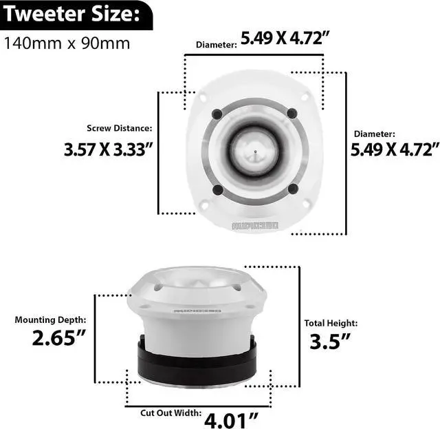 Alt view image 6 of 6 - Audio360 AD48TW 5.49 x 4.72-Inch Super Tweeter Speaker, 4 Ohm, 2500W Max Power, 107dB Sensitivity, Phenolic Diaphragm, CCAW Voice Coil for Pro Car and Marine Audio