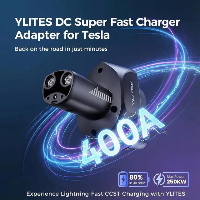 Alt view image 2 of 6 - Upgraded CCS1 to Tesla Adapter, 250kW SuperFast Charging Adapter, for All Tesla Models(2021-2026) & Next-Gen NACS EVs, CCS to NACS, Only Work with DC Level 3 Charging Stations with CCS1 Plug