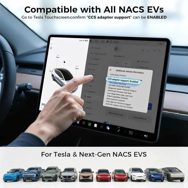 Alt view image 5 of 6 - Upgraded CCS1 to Tesla Adapter, 250kW SuperFast Charging Adapter, for All Tesla Models(2021-2026) & Next-Gen NACS EVs, CCS to NACS, Only Work with DC Level 3 Charging Stations with CCS1 Plug