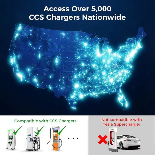 Alt view image 6 of 6 - Upgraded CCS1 to Tesla Adapter, 250kW SuperFast Charging Adapter, for All Tesla Models(2021-2026) & Next-Gen NACS EVs, CCS to NACS, Only Work with DC Level 3 Charging Stations with CCS1 Plug