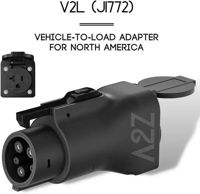 Alt view image 2 of 7 - J1772 V2L Vehicle-to-Load Adapter, 20A 120V, NEMA 5-20 Outlet | For V2L-enabled Hyundai Ioniq 5/6, Kia EV6/EV9 and Genesis GV60/GV70/G80 with J1772 inlet; IP54 and travel pouch