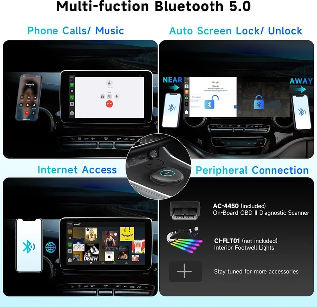 Alt view image 7 of 7 - Magic AI Box Wireless CarPlay & Android Auto Adapter with 4G LTE | 8GB+128GB | GPS | Full Android OS | OBD II, Compatible with Wired Factory CarPlay & Android Auto, Supports YouTube/Netflix