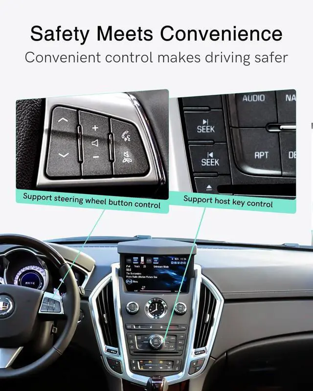 Alt view image 3 of 7 - Car Bluetooth Adapter for 2010-2012 Cadillac SRX,USB Music Receiver | Qualcomm aptX HD audio, steering wheel controls & song info on screen. Plug, pair, play via USB. iOS/Android compatible.