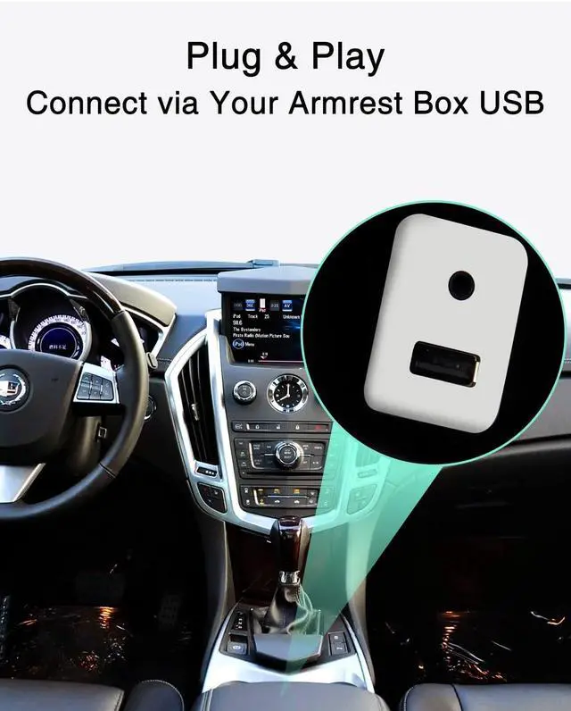 Alt view image 6 of 7 - Car Bluetooth Adapter for 2010-2012 Cadillac SRX,USB Music Receiver | Qualcomm aptX HD audio, steering wheel controls & song info on screen. Plug, pair, play via USB. iOS/Android compatible.