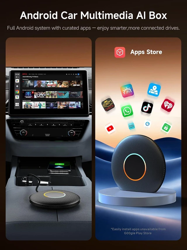 Alt view image 4 of 7 - DriveChat AI Magic Box CarPlay/Android Auto Wireless Adapter with GPS/Dual Bluetooth, Supports Netflix/YouTube/TikTok