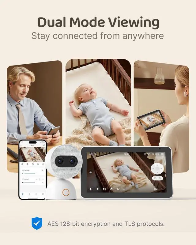 Alt view image 4 of 6 - Video Baby Monitor with 2× 4MP Camera, 7" HD Touch Screen Wifi Smart Audio Monitor, 6x Optical Quality Zoom, App Remote Access, AI Tracking, ligence Detection, 32GB Local Storage | YM300new