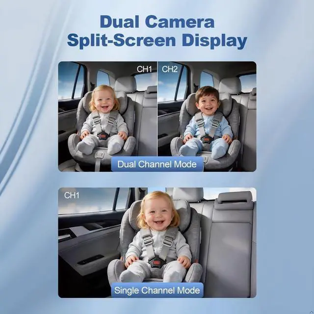 Alt view image 4 of 7 - Artman Dual 1440P Baby Car Camera for 2 Kids with 7.2 Inch Touch Screen | Dual IR night vision cameras with easy no-damage install. Perfect backseat baby monitor for parents and pet owners.