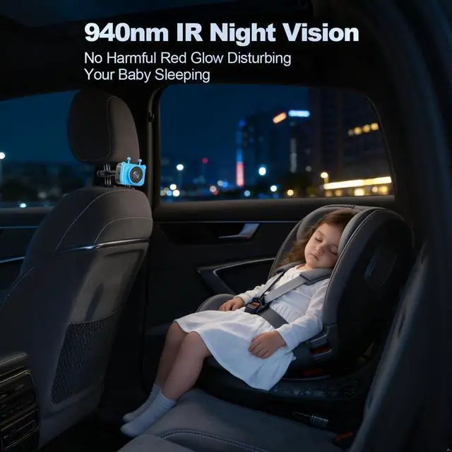Alt view image 5 of 7 - Artman Dual 1440P Baby Car Camera for 2 Kids with 7.2 Inch Touch Screen | Dual IR night vision cameras with easy no-damage install. Perfect backseat baby monitor for parents and pet owners.