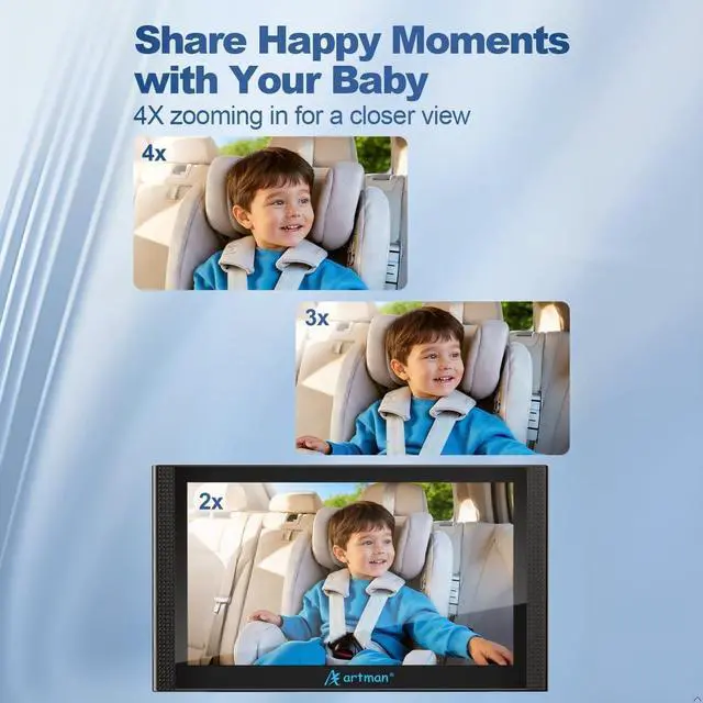 Alt view image 7 of 7 - Artman Dual 1440P Baby Car Camera for 2 Kids with 7.2 Inch Touch Screen | Dual IR night vision cameras with easy no-damage install. Perfect backseat baby monitor for parents and pet owners.