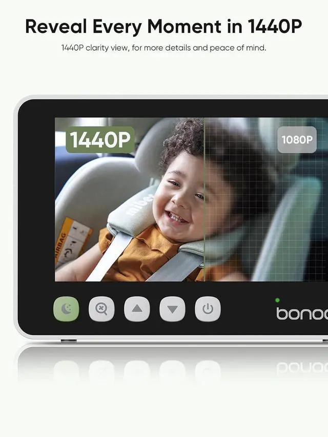 Alt view image 2 of 7 - 5" 1440P Baby Car Camera for 2 Kids, 360° Rotating Adjustable View | Dual Cameras, Split Screen Night Vision, Easy Setup Car Seat Monitor, USB Powered with Charger, Shower Gift for Parents