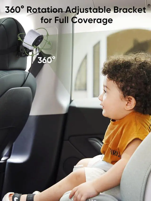 Alt view image 4 of 7 - 5" 1440P Baby Car Camera for 2 Kids, 360° Rotating Adjustable View | Dual Cameras, Split Screen Night Vision, Easy Setup Car Seat Monitor, USB Powered with Charger, Shower Gift for Parents