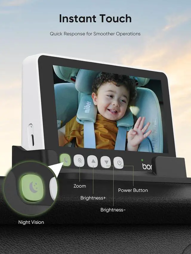 Alt view image 6 of 7 - 5" 1440P Baby Car Camera for 2 Kids, 360° Rotating Adjustable View | Dual Cameras, Split Screen Night Vision, Easy Setup Car Seat Monitor, USB Powered with Charger, Shower Gift for Parents