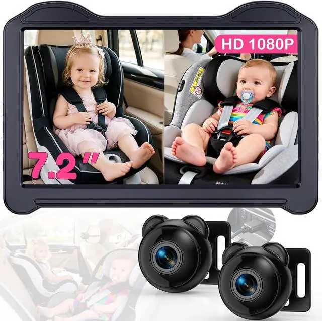 Main image of 1080P Dual Baby Car Camera for 2 Kids: 7.2'' Split Screen Monitor for Twins | Auto-Brightness Car Seat Camera with Cable Clips Organizes Cables for Neat&Easy Setup for Road Trips and Daily Commutes