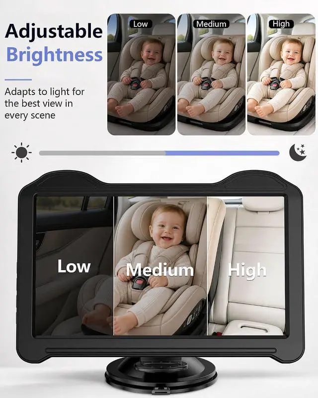 Alt view image 5 of 7 - 1080P Dual Baby Car Camera for 2 Kids: 7.2'' Split Screen Monitor for Twins | Auto-Brightness Car Seat Camera with Cable Clips Organizes Cables for Neat&Easy Setup for Road Trips and Daily Commutes
