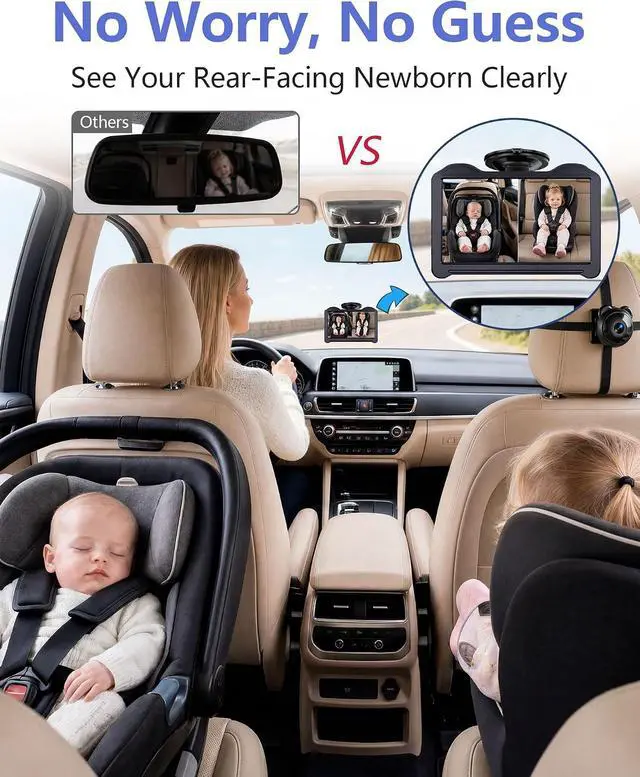 Alt view image 6 of 7 - 1080P Dual Baby Car Camera for 2 Kids: 7.2'' Split Screen Monitor for Twins | Auto-Brightness Car Seat Camera with Cable Clips Organizes Cables for Neat&Easy Setup for Road Trips and Daily Commutes