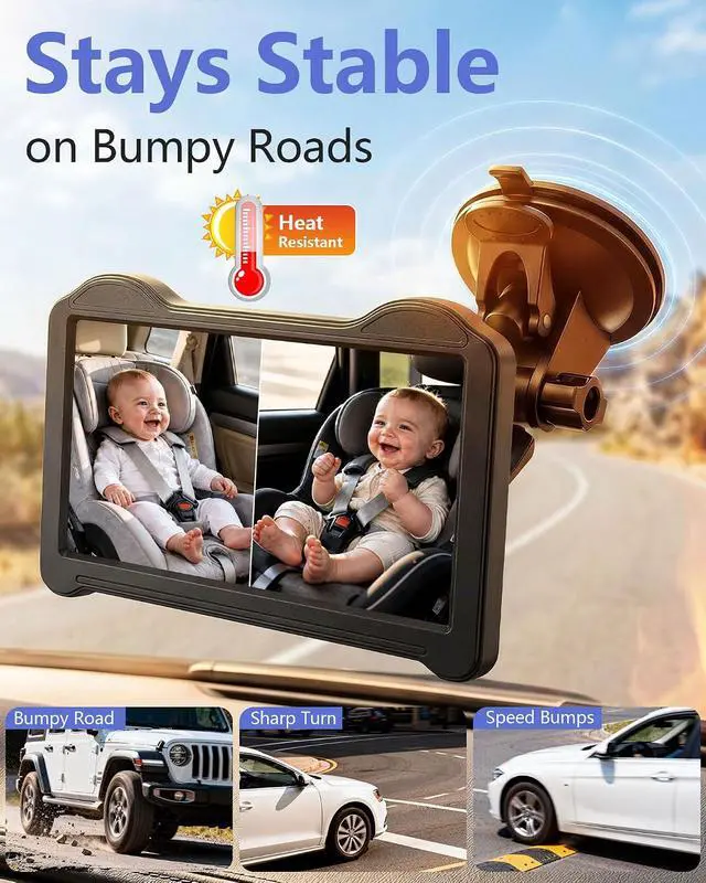 Alt view image 7 of 7 - 1080P Dual Baby Car Camera for 2 Kids: 7.2'' Split Screen Monitor for Twins | Auto-Brightness Car Seat Camera with Cable Clips Organizes Cables for Neat&Easy Setup for Road Trips and Daily Commutes